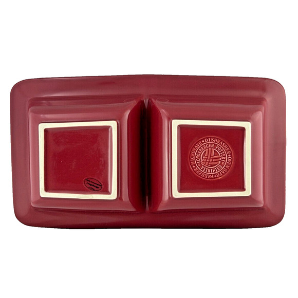 Longaberger Pottery Woven Traditions Divided Dish Paprika Red #3181440 - Picture 7 of 12